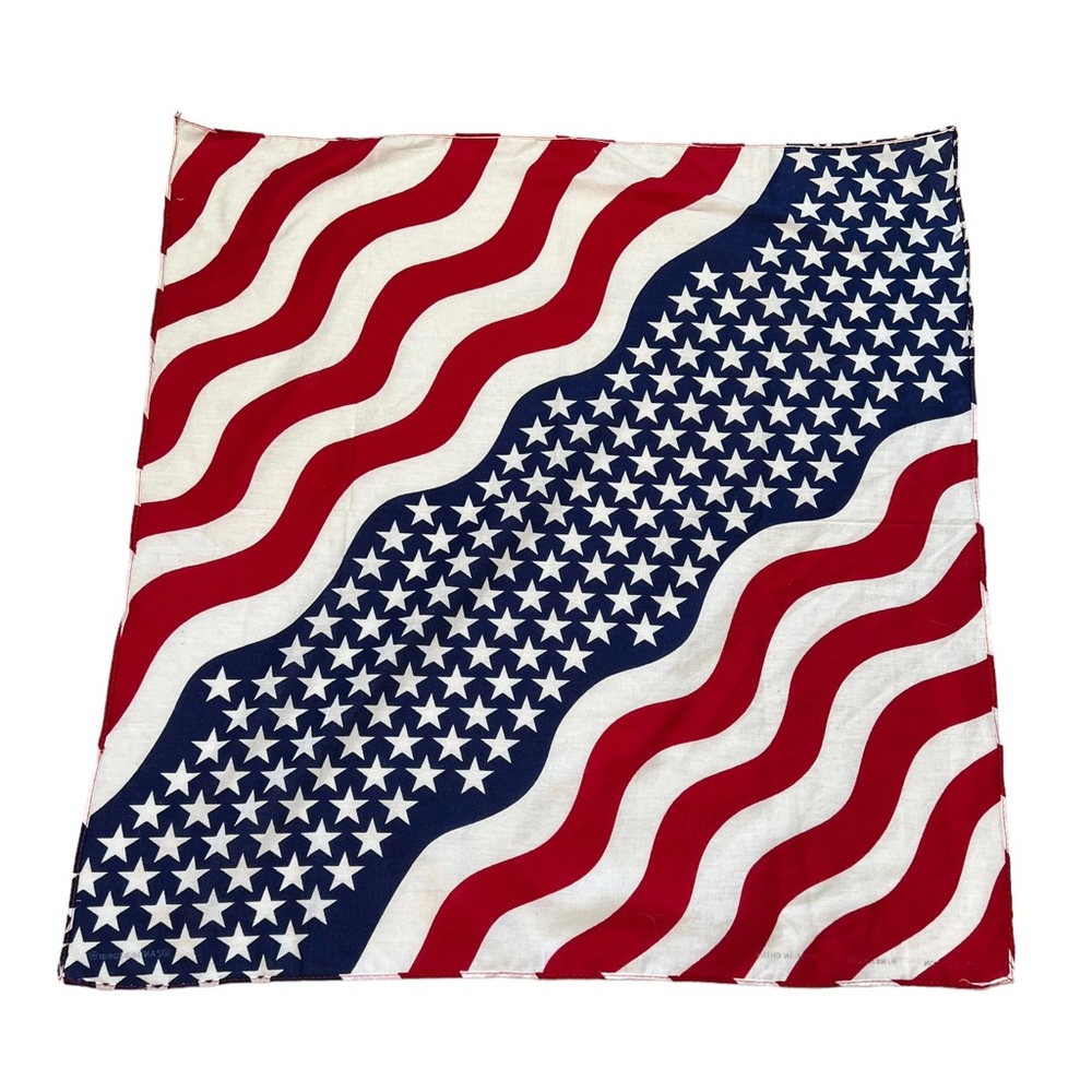 4/$40 American Flag Red White and Blue White Bandanna
